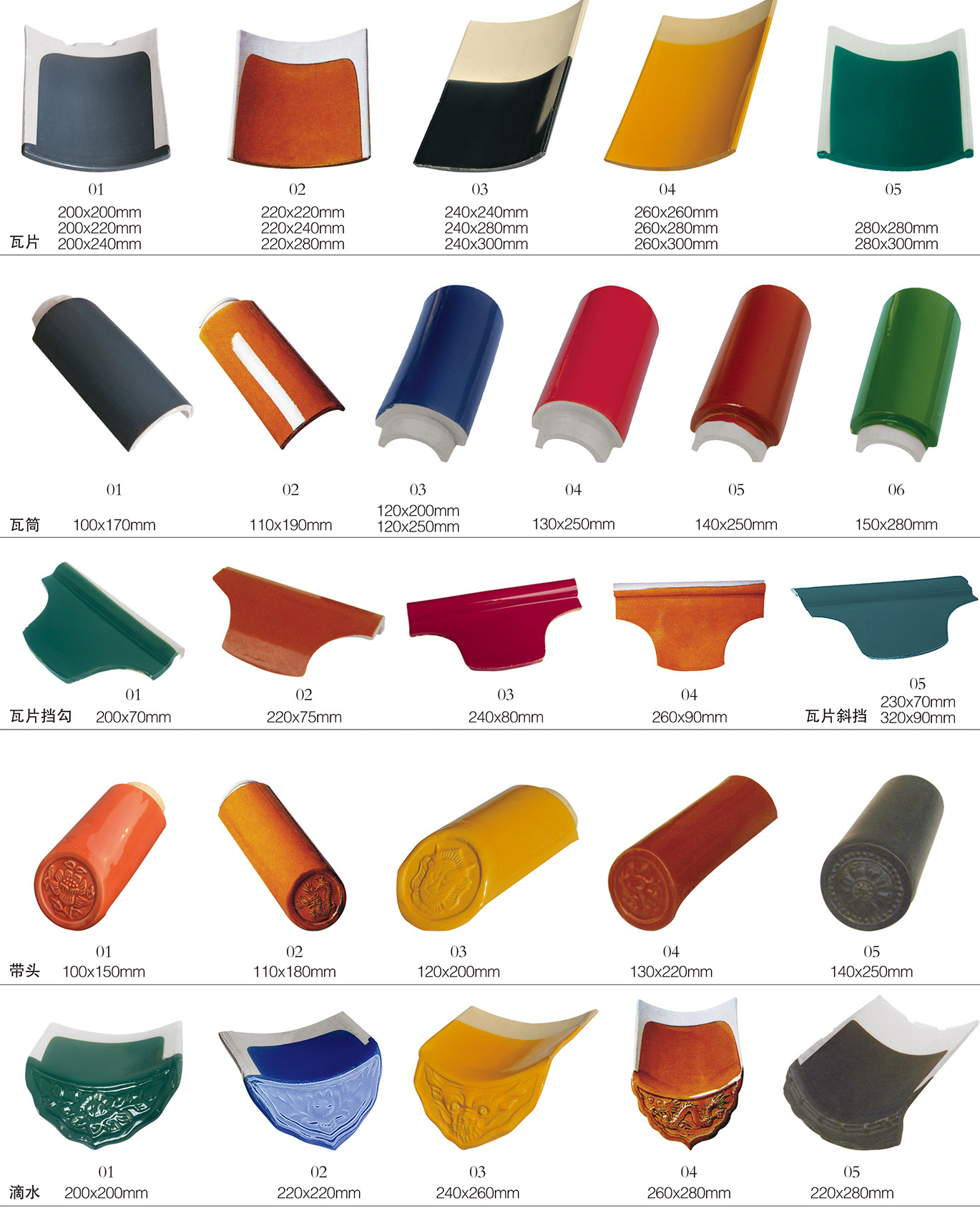 厂家供应福建泉州寺庙宗祠凉亭等古建筑琉璃瓦 橘红色小瓦