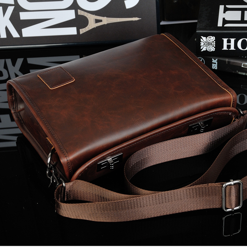 New Men's Casual Retro Shoulder Bag Messenger Bag Double Twist Lock Fashion Men's Messenger Bag Business File Bag Men