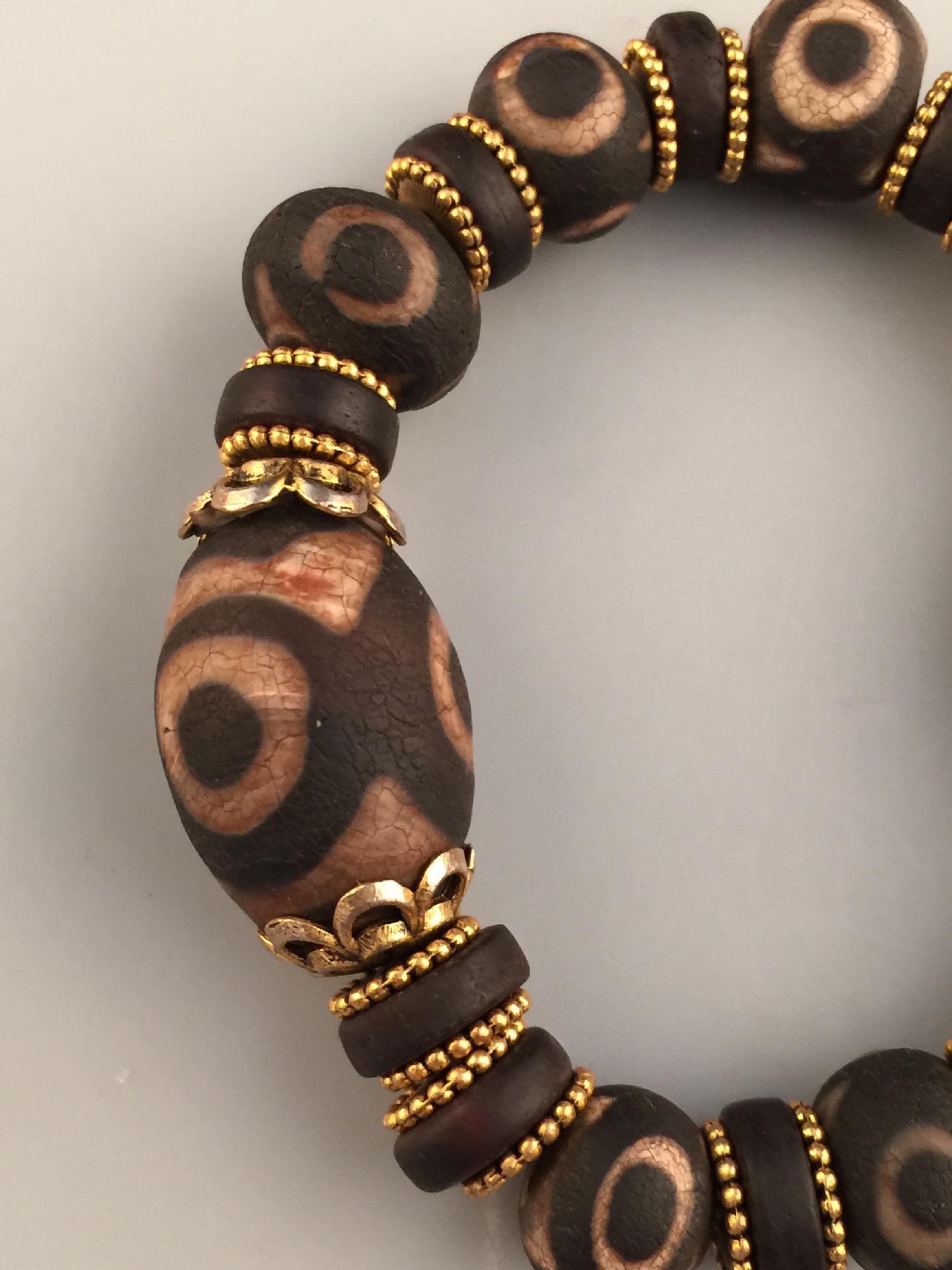 三眼天珠手链_厂家直销 西藏老玛瑙手链 三眼龙纹天珠 辟邪保平安