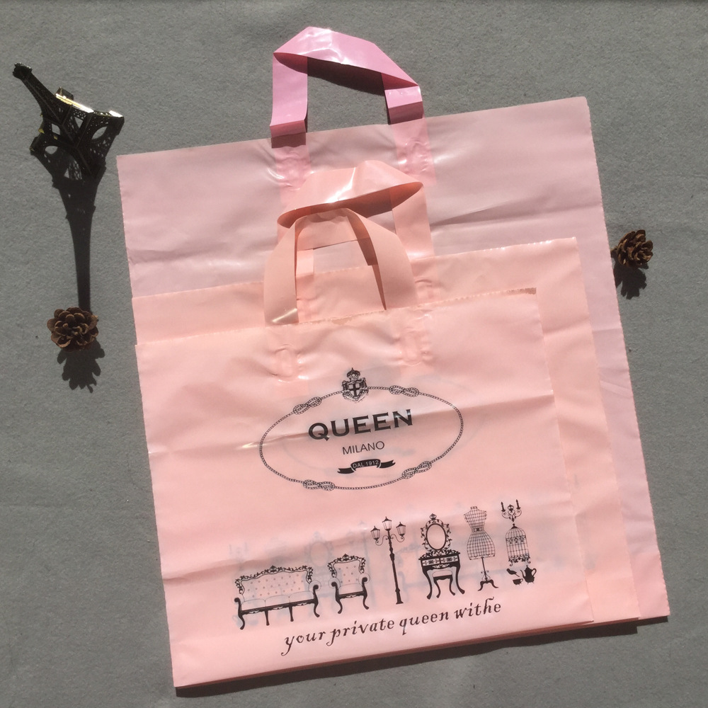 厂家批发queen粉色塑料袋 服装袋 手提袋 礼品袋 包装