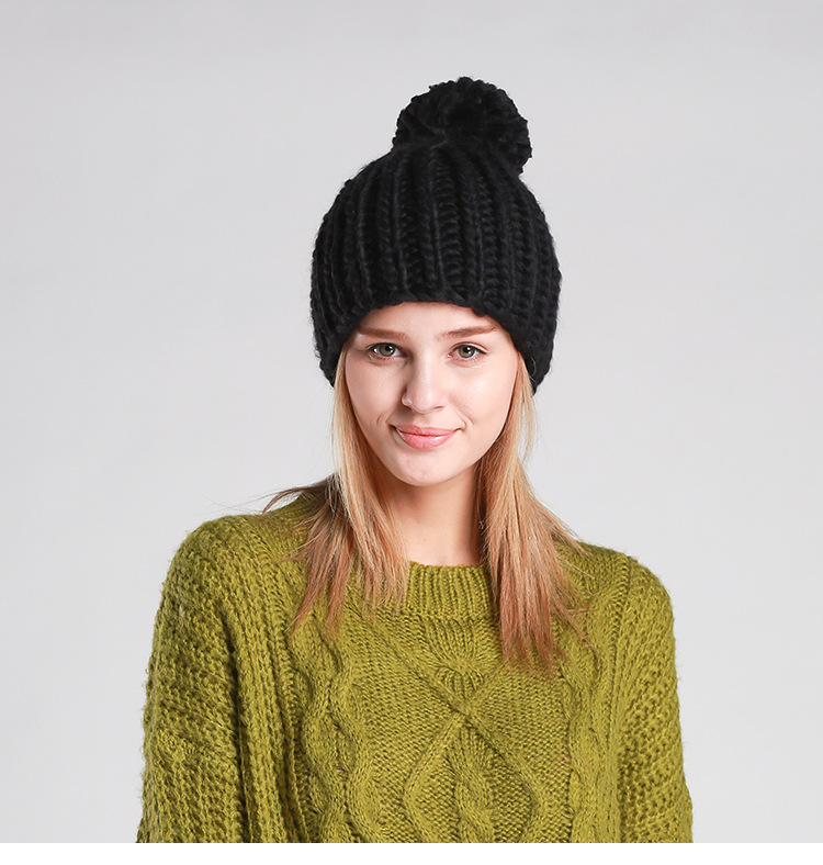 semzeen手工编织帽子女 秋冬加厚护耳麻花毛线针织帽子多色