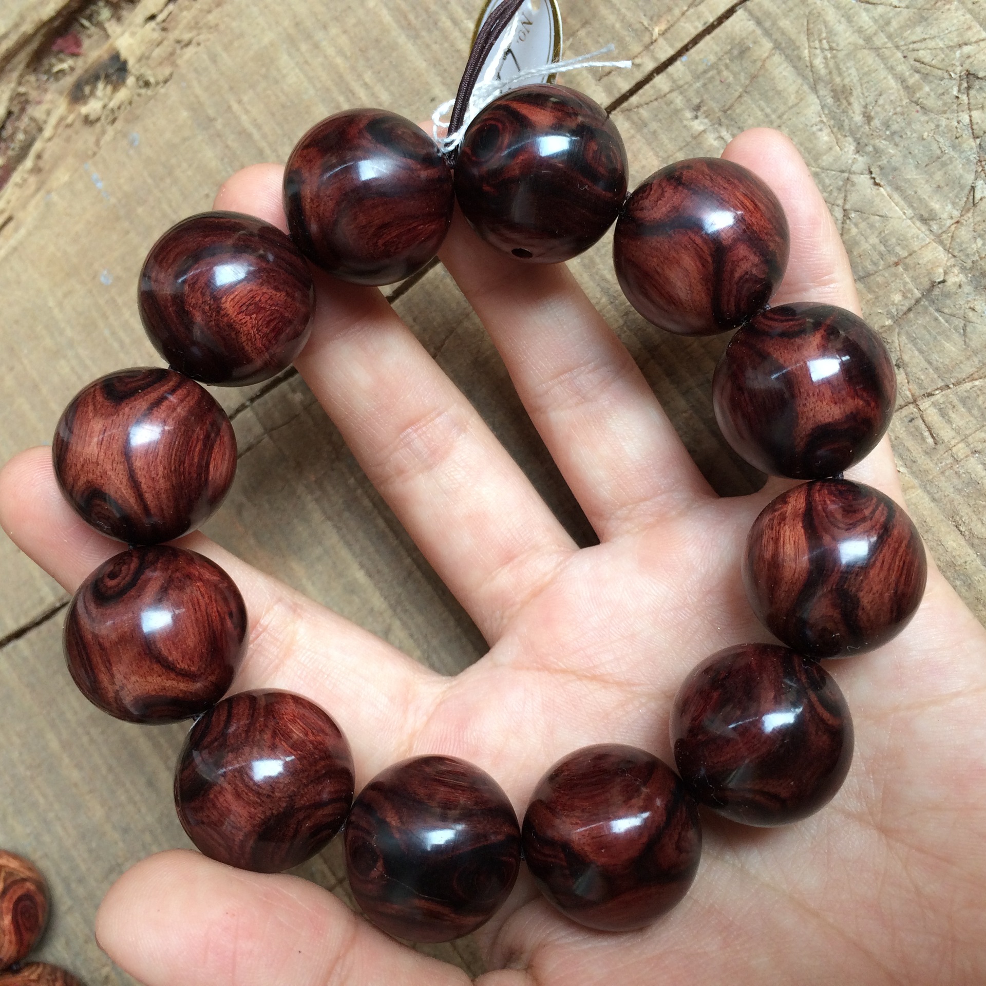 精品紫檀柳 鬼脸 对眼 取心 手串 手链