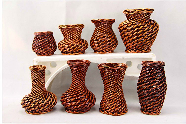 厂家热销手工编织工艺品 创意时尚家居柳编花瓶 精美花器葫芦摆件