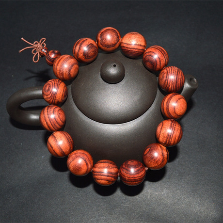 正宗小叶黄花梨手串1.5佛珠男女式情侣饰品手链同料顺纹恋珠礼物