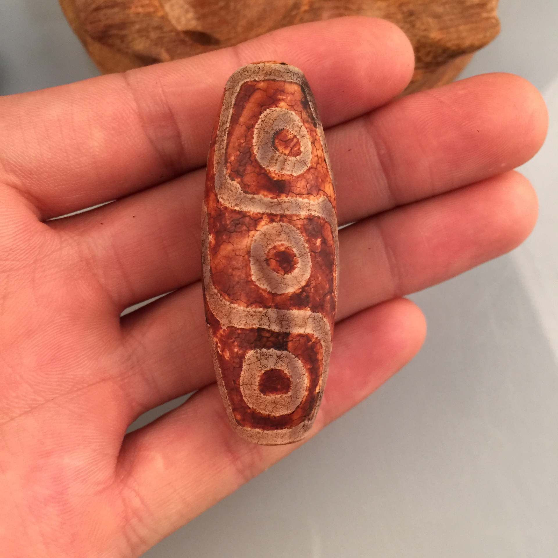 西藏开光天珠 老矿龙纹天珠 50长 玛瑙天珠勒子星月配饰保平安