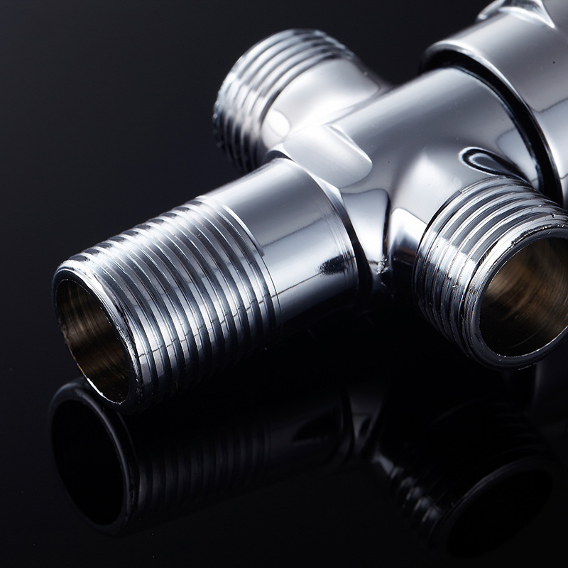 三通角阀 一进二出 全铜 加厚 冷热水通用 马桶阀门 双出水分水器