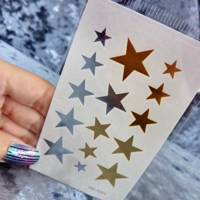 供应防水纹身贴纸 烫金烫银纹身贴 厂家批发 水转印水贴纸hc-5021