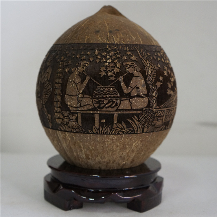 热销海南特色椰壳黎族风情天然居家旅游摆饰品 椰雕画工艺品批.