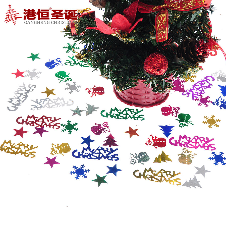 Christmas Decorative Sequins 2-4cm Bright Snowflake Snowman Tree Shape Word Plate Christmas DIY Decorative Paster Sequin