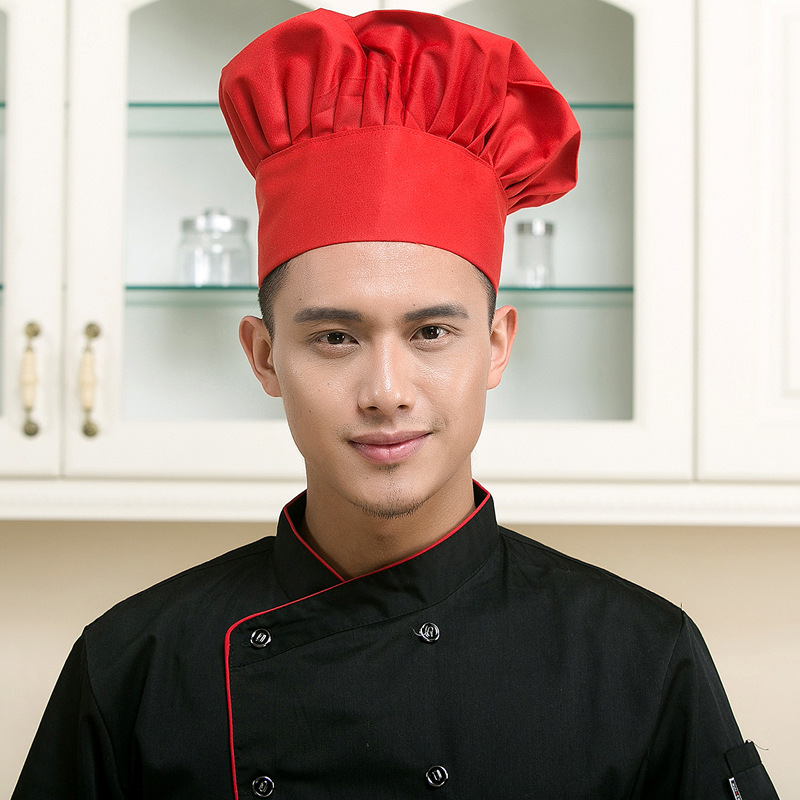 厨师帽 厨师长高帽 后厨员工帽子男女厨师帽 餐厅饭店厨师工作帽