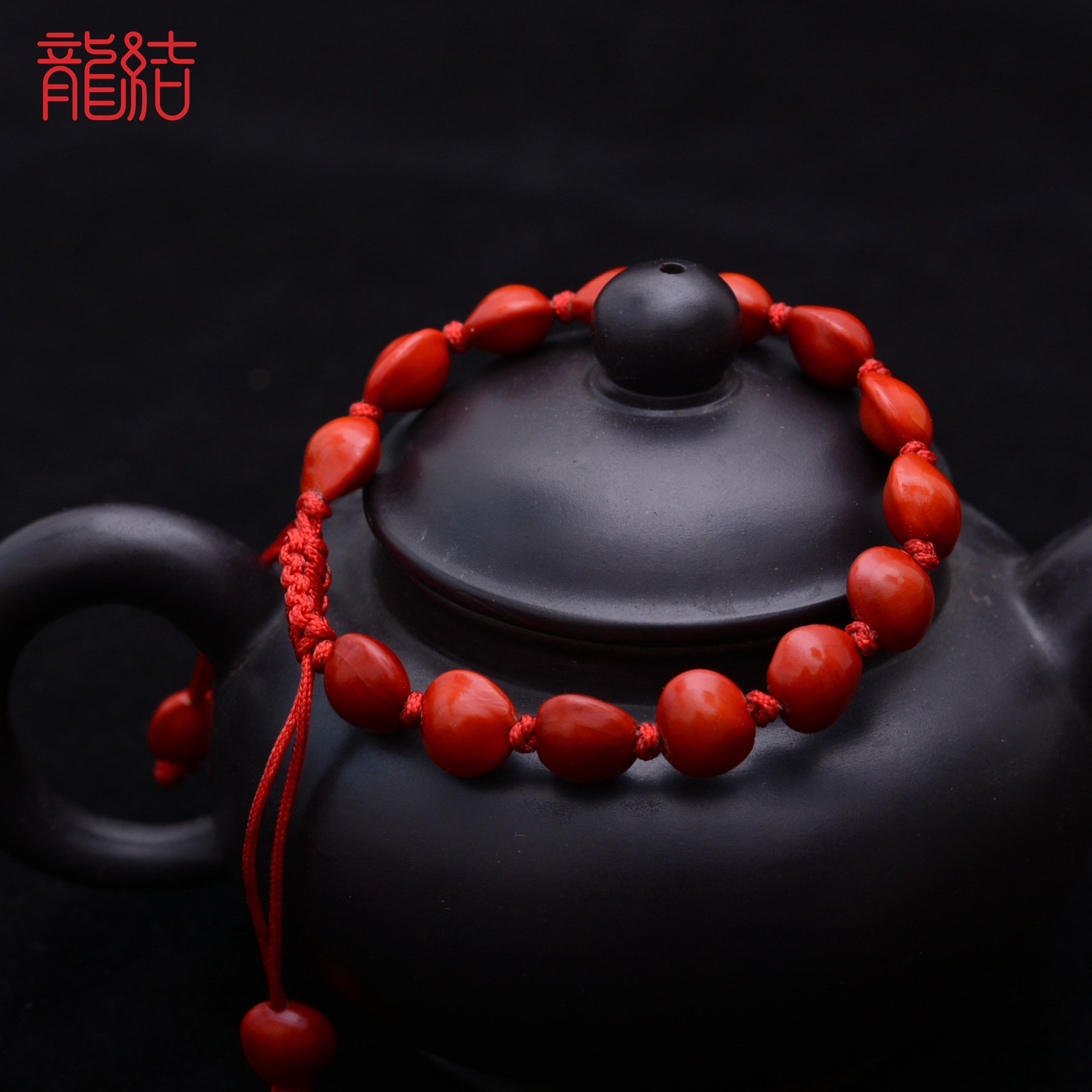 龙结 天然红豆手链 编织七夕情人节礼物 丹霞山红豆手绳 厂批发