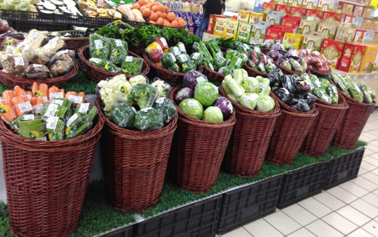 蔬菜收纳筐_圆形超市堆头大小号水果篮盘蔬菜收纳筐柳编展示筐 - 阿里