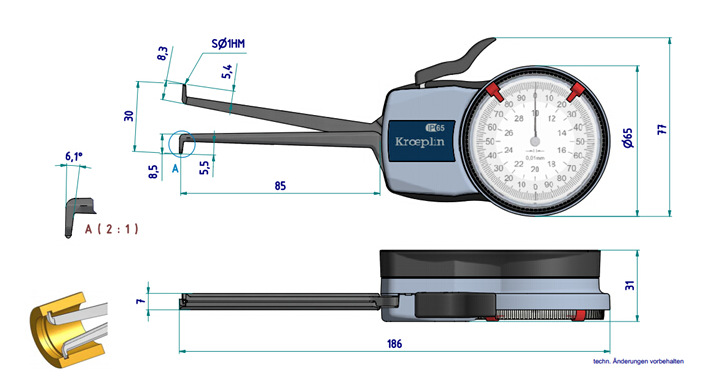 德国kroeplin表盘内卡规h210机械内径规测量10-30量规总代理特价