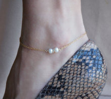 F0113 欧美流行金属脚链 珍珠链条水钻脚裸饰品 厂家一手货源