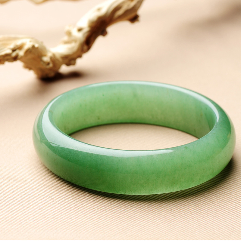 天然绿东陵玉手镯加宽加厚绿东陵手环颜色少斑点