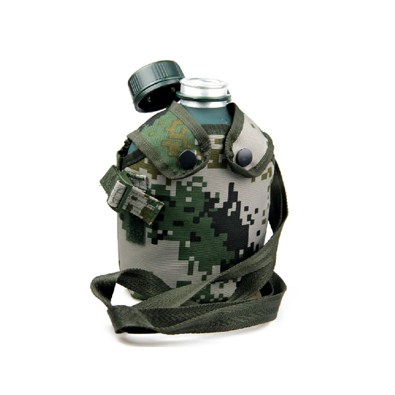 配发10水壶d07南京七禾数码迷彩水壶 新款户外军迷金属水壶军绿色