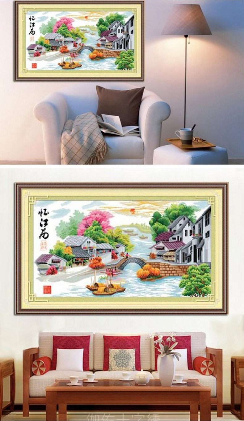 忆江南十字绣蒙娜丽莎新款精准印花 梦里水