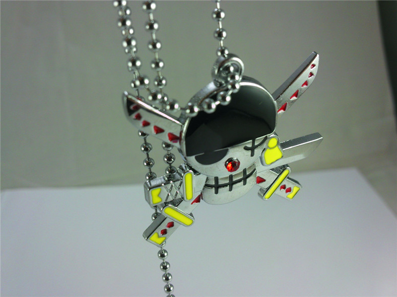 海贼王周边 索隆骷髅标志项链 钥匙扣 点钻 金属 吊坠 一.