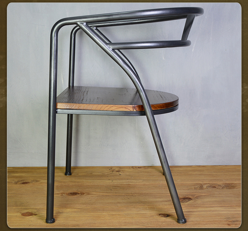 石狮市森梵铁艺家具厂 供应信息 餐椅 森梵 美式复古做旧铁艺实木酒店