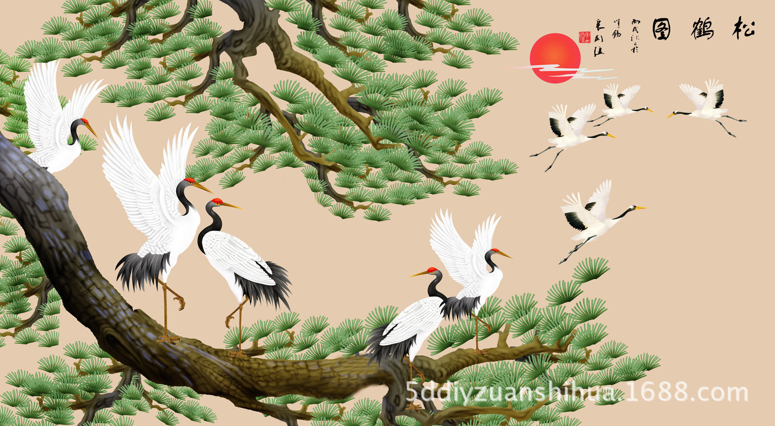 松鹤迎春 钻石画diy钻石绣十字绣树脂方钻满钻诚招代理支持代发