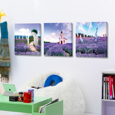 厂家批发卧室无框画三联风景无框画工艺画 客厅装饰画墙壁画