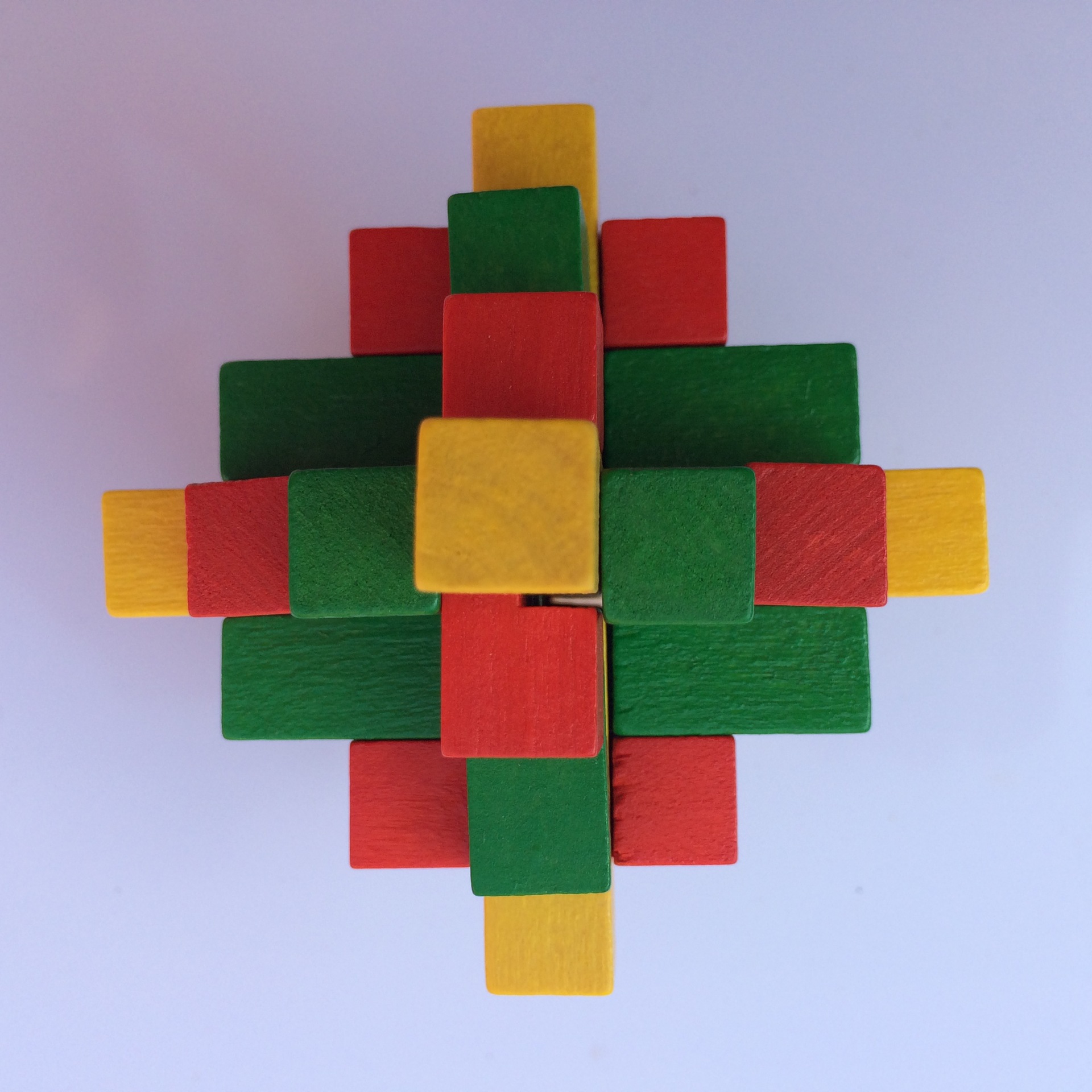 彩色十五通 孔明锁 鲁班锁 地摊木制产品 木质玩具 拼装积木