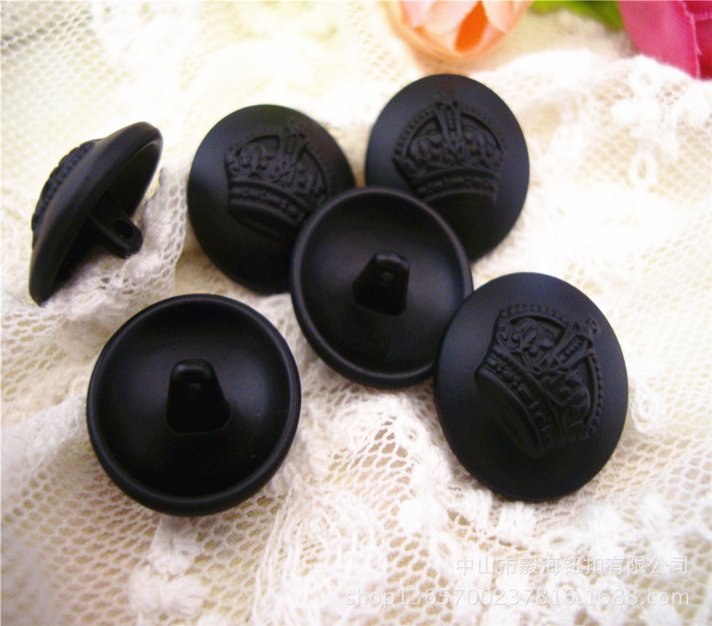高档半圆金属扣西装纽扣定做 18mm英伦风扣子 哑黑色有脚服装钮扣