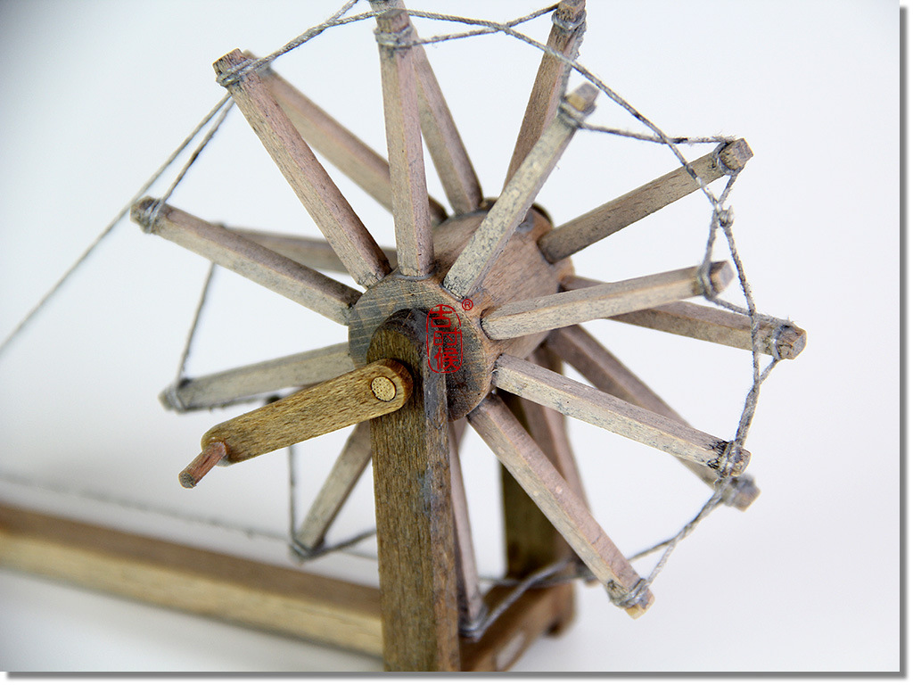 古时候纺车模型微型农具工艺品教学模型迷你玩具送小孩木质装饰品