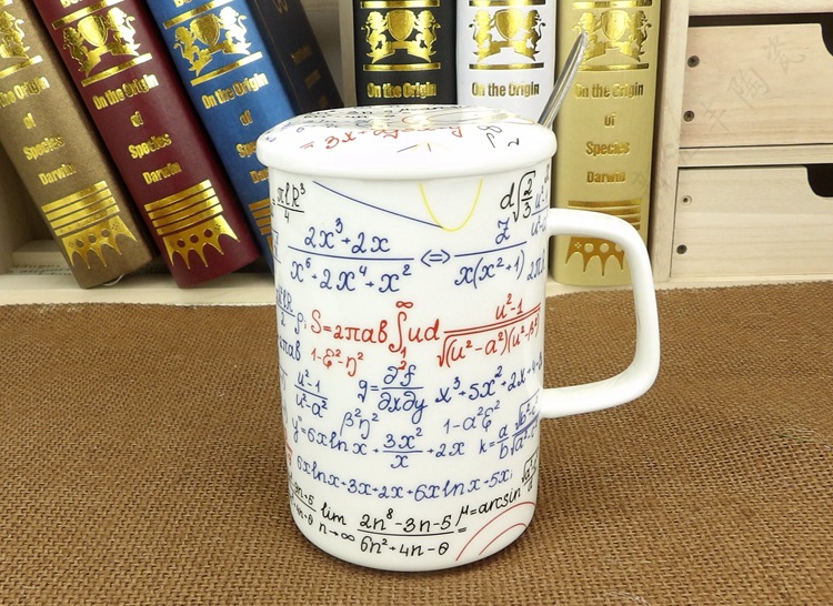 新汇丰陶瓷 创意数学公式马克杯 简约直身咖啡