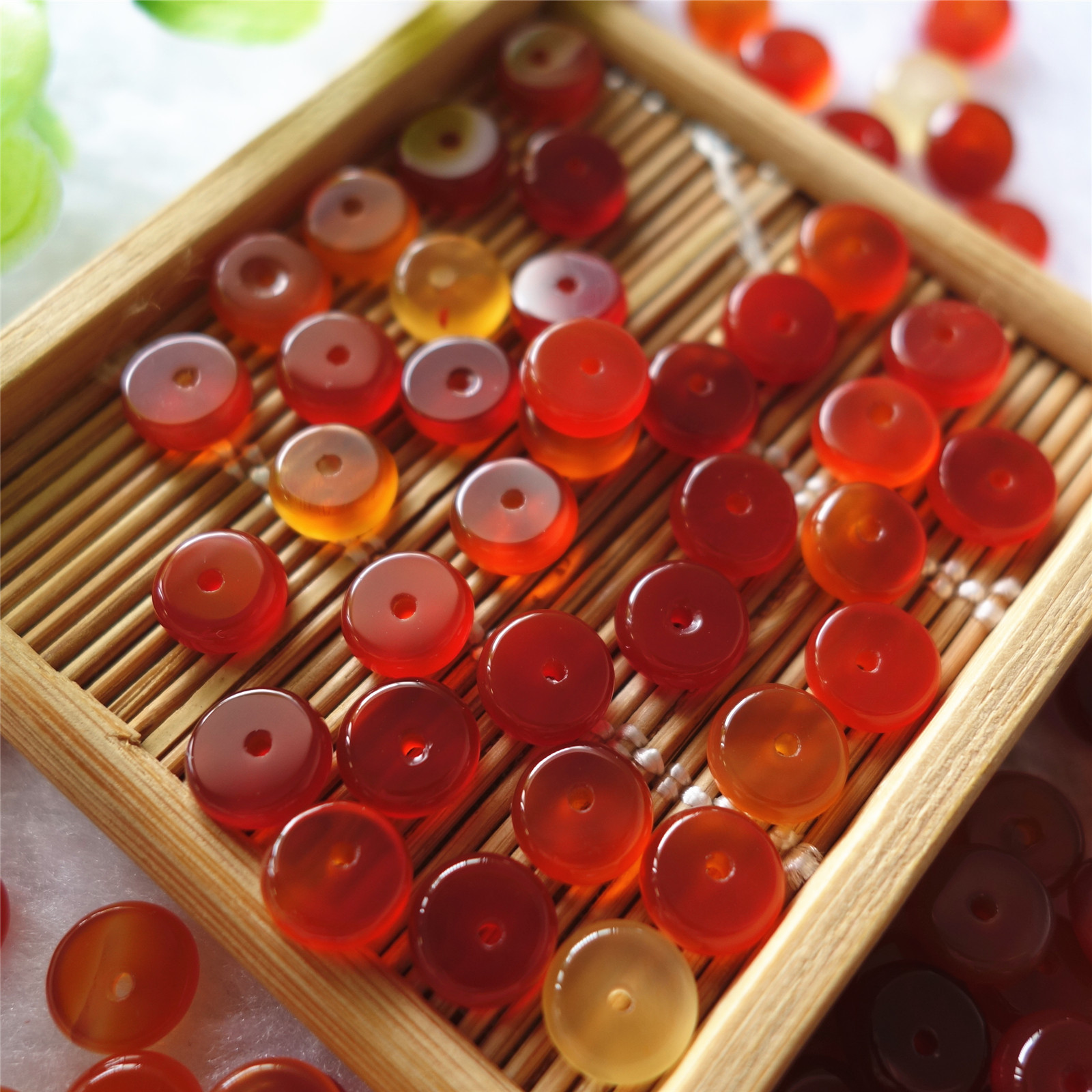 巴西天然红玛瑙隔片圆片半成品diy手工饰品配件(b款)8mm厚3mm