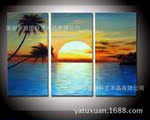 纯手绘油画 seascape oil painting 现代装饰画 海上日出风景