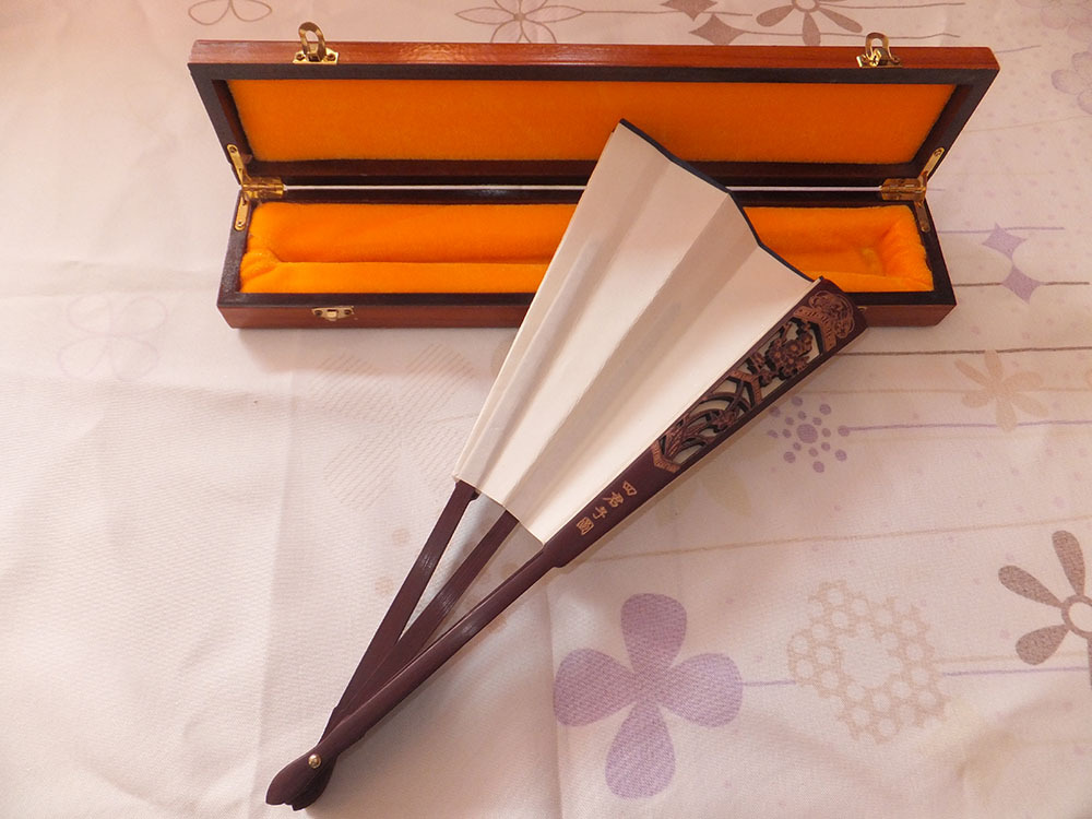 10寸平板油竹扇,雕刻,镂空扇子 空白洒金宣书法绘画礼品扇