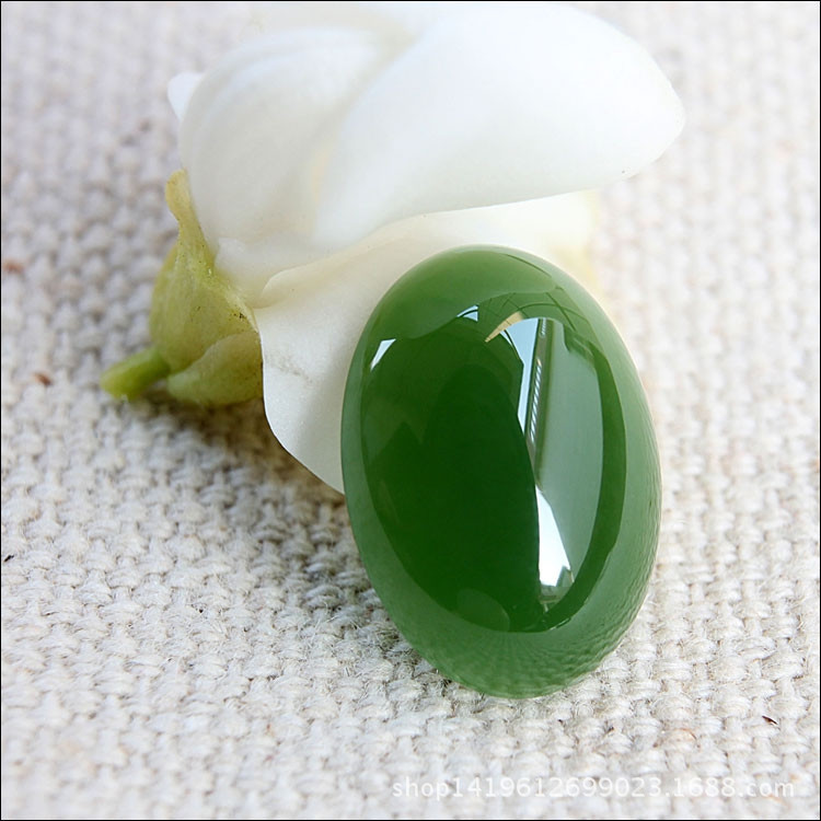 新疆天然a货玉石戒面 和田玉碧玉戒面 菠菜绿碧玉戒指 玉器工艺品