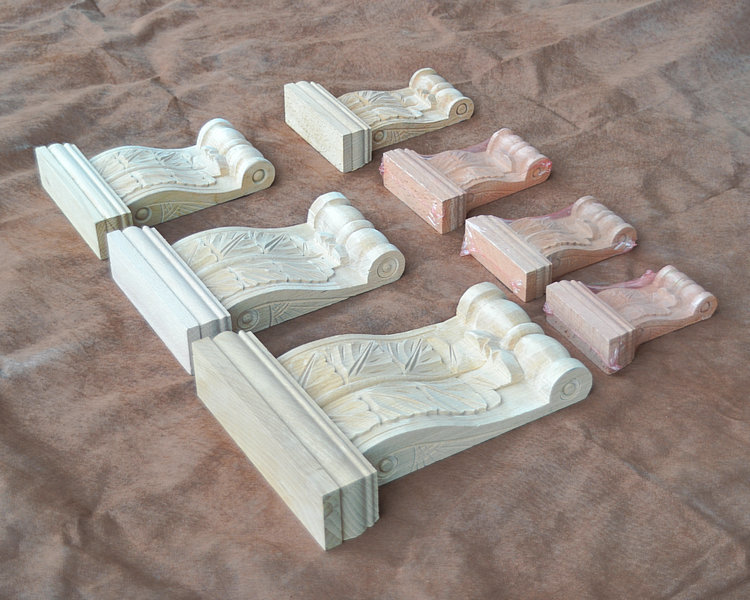 东阳木雕欧式风格实木牛角梁托柱头角花实木装修木质工艺品