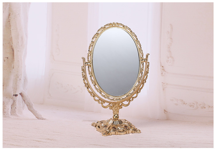 热销高档复古台式化妆镜 塑料电镀旋转梳妆小镜子厂家直销