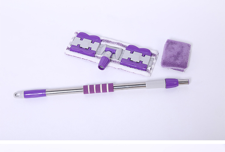 Wholesale stainless steel rod flat mop, wooden floor telescopic hand-wash-free flat support, steel clamp flat mop pic 11