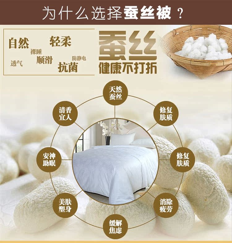 高端桑蚕丝被 特级双宫桑蚕丝 纯手工同乡蚕丝被 居家**蚕.