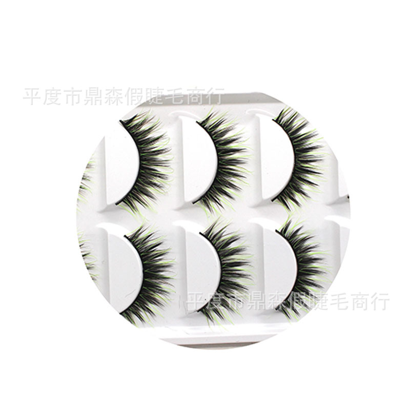 Pingdu False Eyelashes Factory Wholesale Thick Stage Wear False Eyelashes Lengthened Y-38 White Frosted Five Pairs of Eyelashes