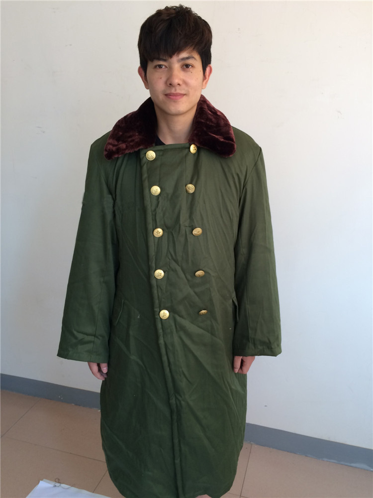 85式活套军大衣棉大衣 冬季中长款棉衣棉服 活套可拆卸翻领黄大衣
