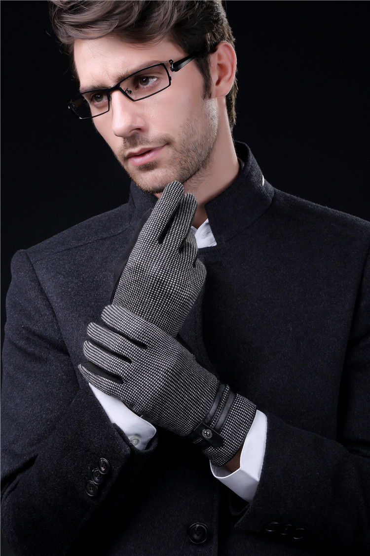 韩版男士手套冬季防寒加厚保暖棉手套户外骑车开车秋冬季触屏手套