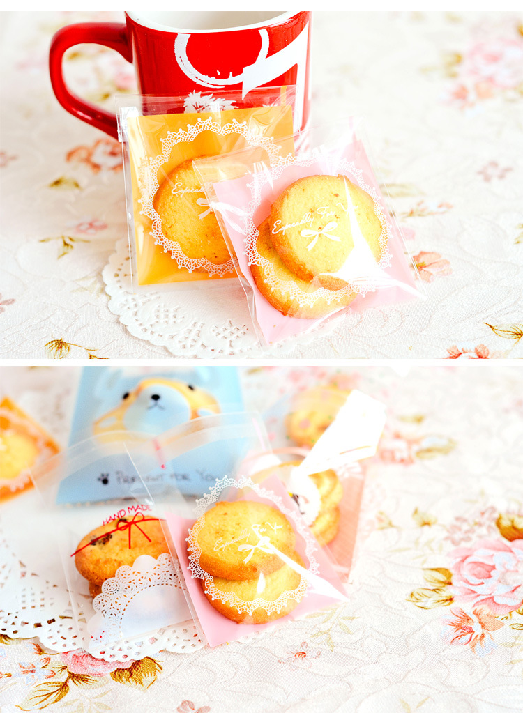 单个装马卡龙小马爱心蝴蝶自粘袋7*7cm点心饼干包装袋100枚 r76