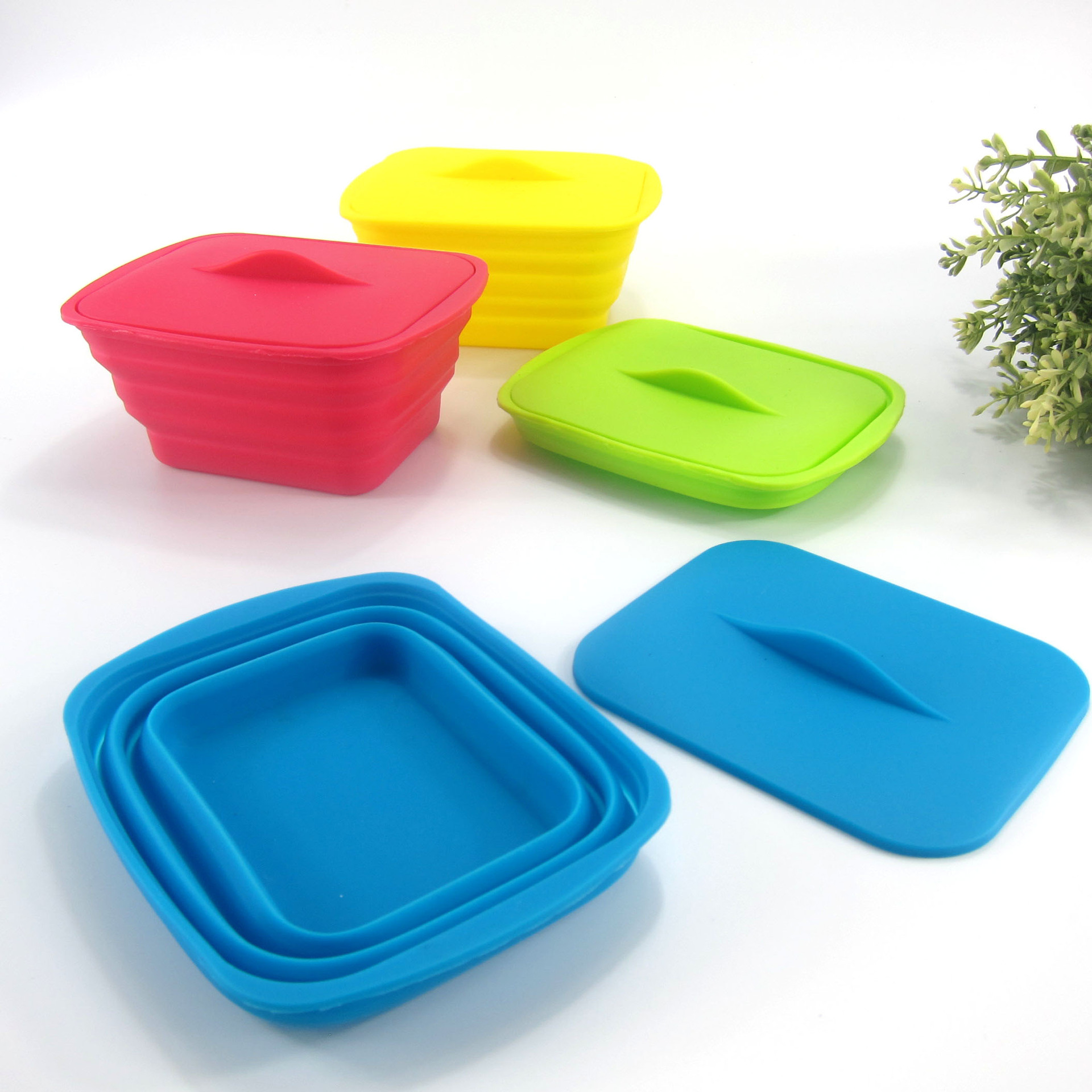 硅胶保鲜盒 便当盒 饭盒 可折叠饭盒 c-09
