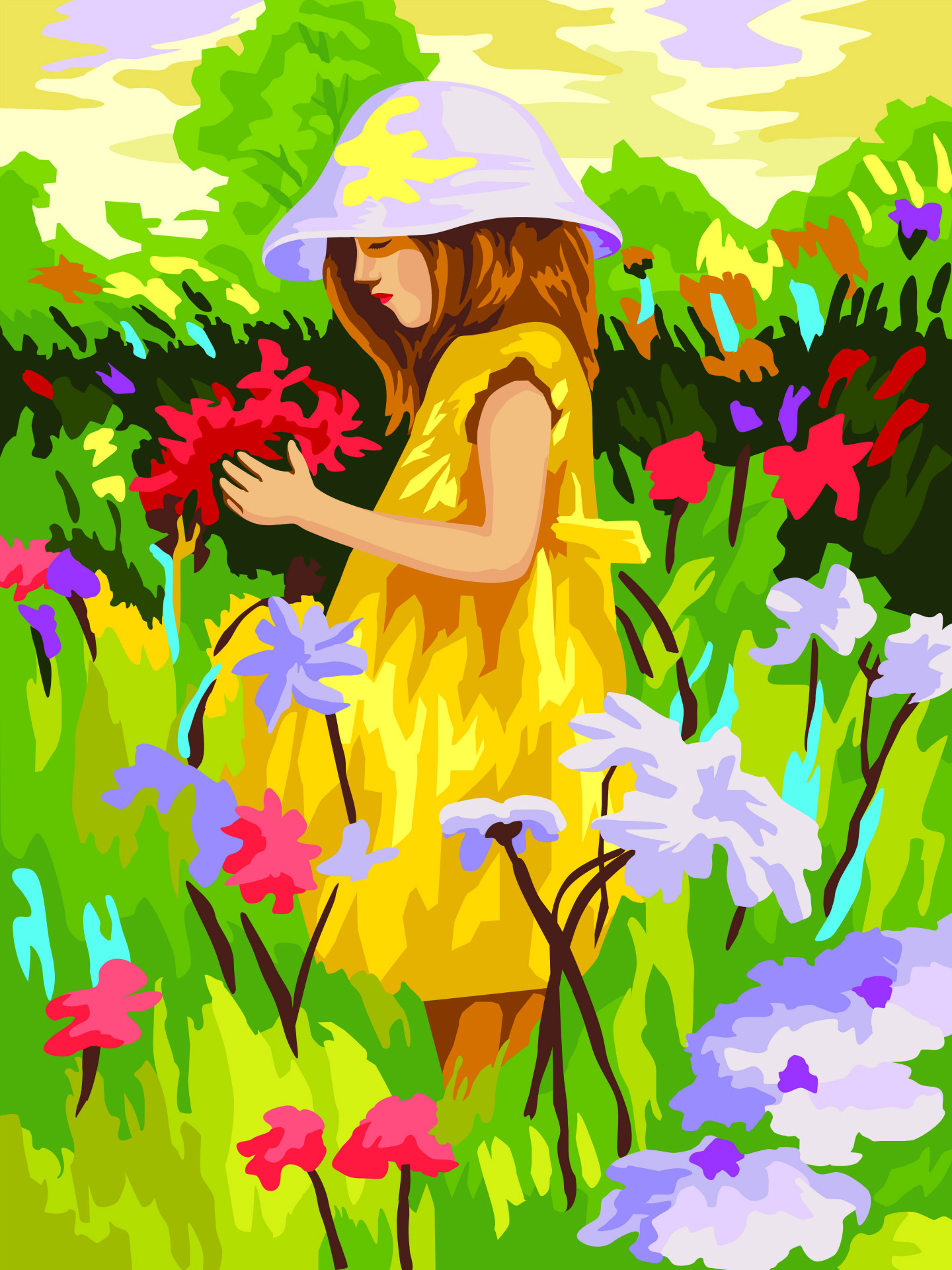 diy数字油画厂家直销 批发手绘客厅卡通动漫人物40*50花与爱丽丝