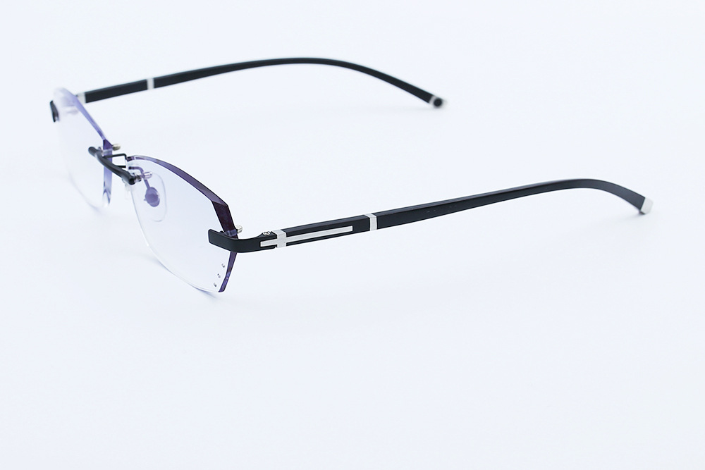 钻石切边无框渐变色镶钻男配眼镜新款高端超轻 mr-8镜片