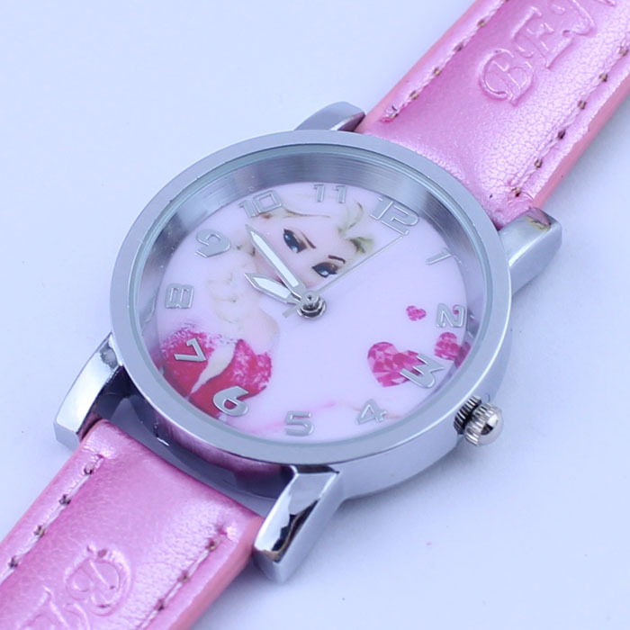 frozen冰雪奇缘爱莎安娜公主女孩最爱卡通学生儿童皮带石英手表
