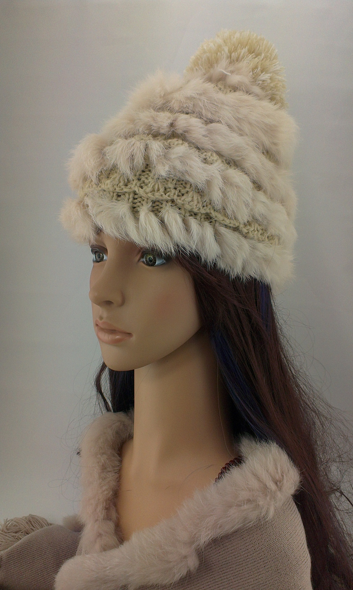 厂家供应2014款兔毛帽子 秋冬帽子 女士针织帽 编织帽子 质量保证