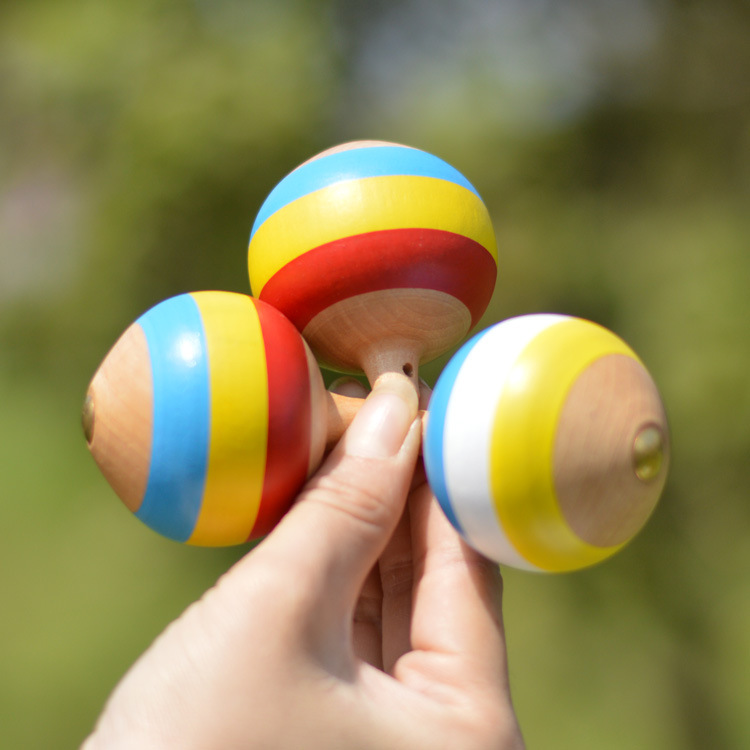 木制儿童亲子玩具倒立陀螺 好玩陀螺玩具怀旧玩具木陀螺大号