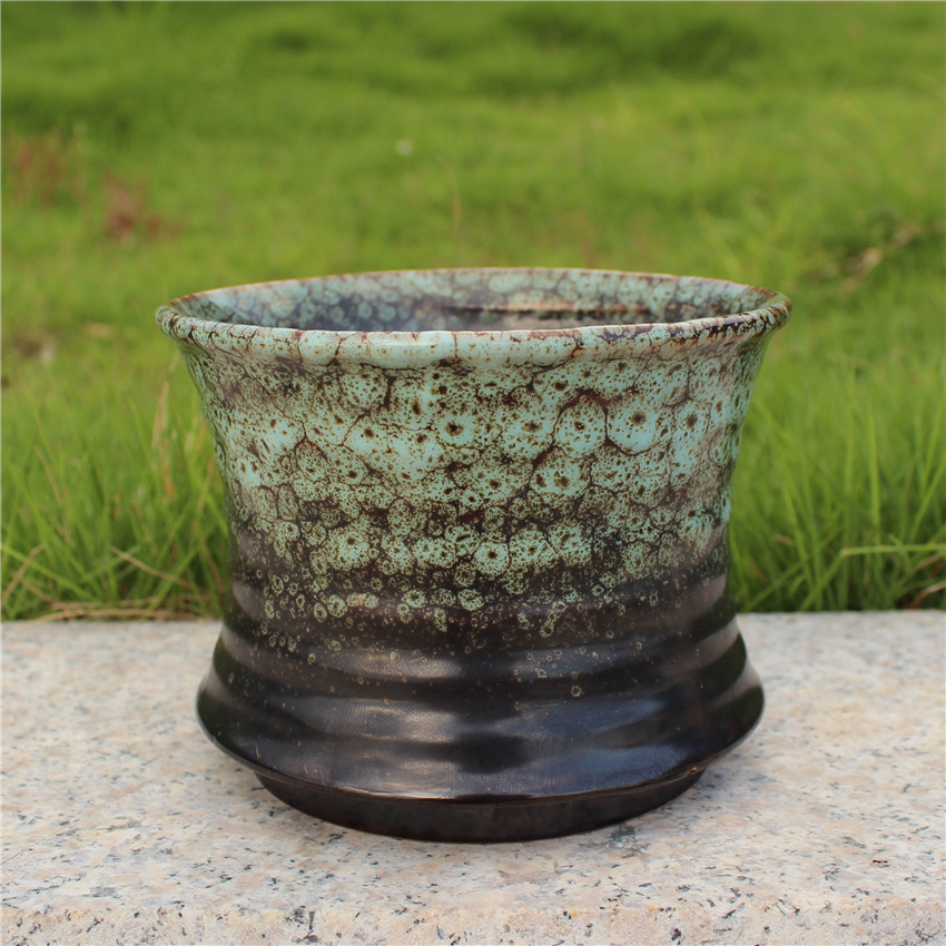 粗陶手工制作陶瓷花盆 流釉多款装花盆 老桩工艺品家居摆件批发