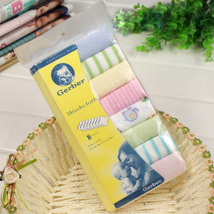 Foreign Trade Baby Feeding Small Tower Small Square Towel Handkerchief Price Per Pack (8 Pieces/Pack) Factory Direct Sales