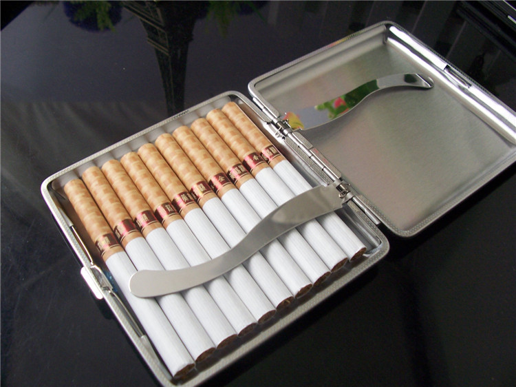 批发热销烟盒 超薄烟盒 20支装黑色真皮 男士精品 精致创意烟具